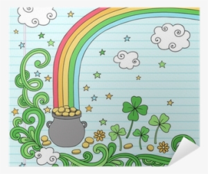Pot Of Gold At The End Of The Rainbow Doodles Vector