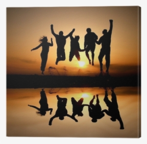 Silhouette Of Friends Jumping On Beach In Sunset Canvas - Just Like Jesus: Study Guide