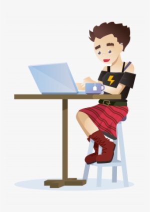 A Woman Working As A Freelancer In A Coffee Shop With - Tea
