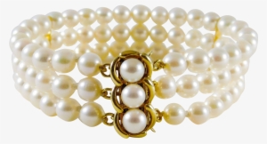 Vintage 14k Gold And Lustrous 3-strand White Pearl