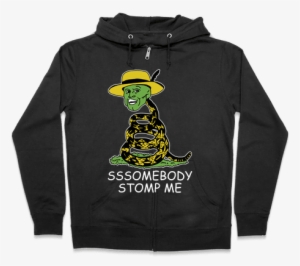 Sssomebody Stomp Me Mask Parody Zip Hoodie