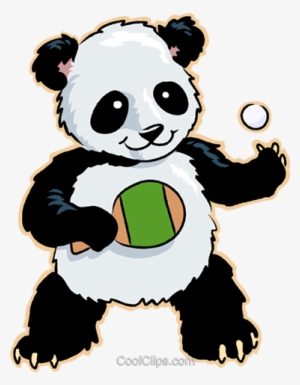 Panda Bear Royalty Free Vector Clip Art Illustration - Panda Playing Table Tennis