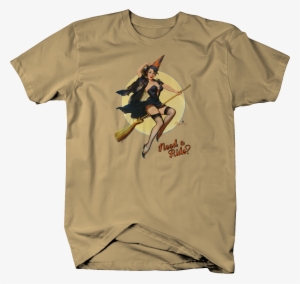 Need A Ride Sexy Witch Broom Stick Black - Funny Gun Shirt