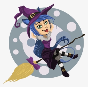 Free Witches Broom Clipart - Halloween Witch Round Ornament