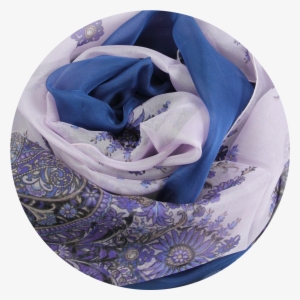 Stole Slik Blue Cashmere Printed Made In France - Blue