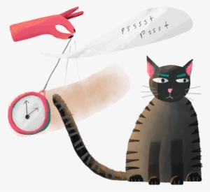 A Project Manager Swinging A Clock In Front Of Cat, - Clock