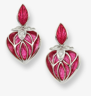 Nicole Barr Designs Sterling Silver Heart Stud Earrings-red - Red Diamond Earring Png