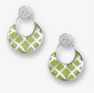 Nicole Barr Designs Sterling Silver Quilted Circle - Green Quilted Circle Stud Earrings - Sterling Silver