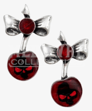 Black Cherry Skull Stud Earrings - Alchemy Ul17 Black Cherry Earrings