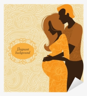 Silhouette Of Couple - Mujer Embarazada Y Su Pareja En Dibujo