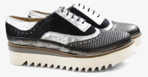 Derby Shoes Lena 1 Brush Silver Black Rinca Metal Pewter - Sneakers