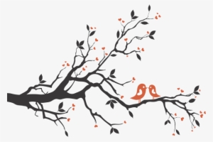 Adesivo De Parede Passarinhos Love - Tree Branch Silhouette With Bird