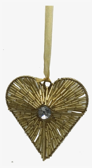 Gold Beaded Heart Ornament - Locket