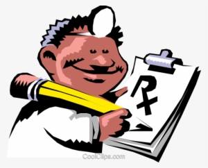 Cartoon Doctor Royalty Free Vector Clip Art Illustration - Doctor Writing Prescription Cartoon