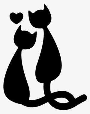 Cats Couple In Love Vector - Cat Couple Silhouette Png