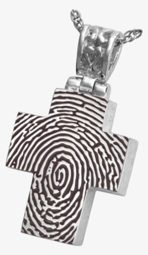 Fingerprint Cremation Jewelry Cross With Filigree Bail