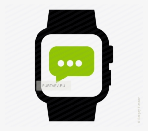 Vector Icon Of Smart Watch With Chat Bubble On Screen - Smart Watch Heart Rate Icon