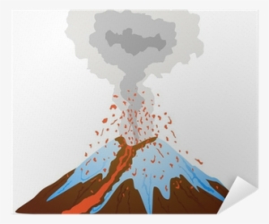 Volcano Mountain Eruption With Lava Flow And Snow Poster - Animadas De Volcanes En Erupcion