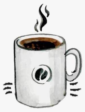 Cartoon Line Aroma Coffee Element - Tazas De Cafe Acuarela Png