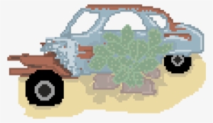 Rusted Car With A Cactus - Car