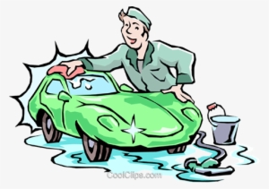 Car Wash Royalty Free Vector Clip Art Illustration - Guy Washing Car Clipart
