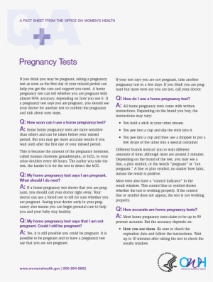 Pregnancy Tests Fact Sheet - Pcos Fact Sheet
