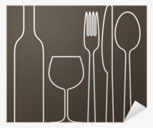 Bottle, Wineglass, Fork, Knife And Spoon Poster • Pixers® - Stemware