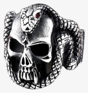 Gothic Badass Jewellery Jewelry Biker Skull Snake Ring - Ring