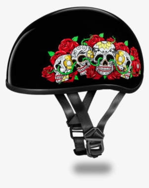 Daytona Rose Skulls Skull Cap Half Helmet