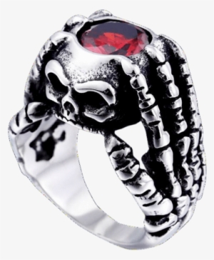 Gothic Badass Jewelry Jewellery Biker Skull Stone Ring - Ring