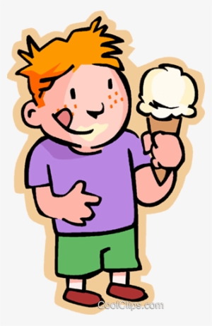 Little Boy With An Ice Cream Cone Royalty Free Vector - Boy Eating Ice Cream