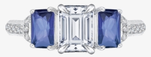 14k White Gold Emerald Diamond With Sapphire Three