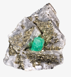 emerald crystal on pyrite and calcite , el chivor, - emerald