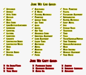 Items We Can Grab List - Jdog Junk Removal