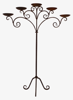 Fantastic Antique Gothic Wrought Iron Five Candle - Candlestick