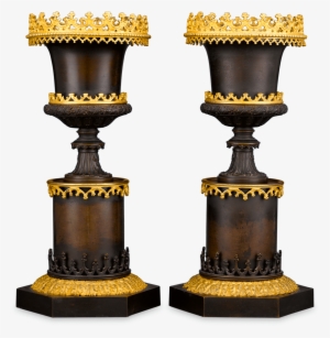 Gothic Two-colour Bronze Urns - Bronze
