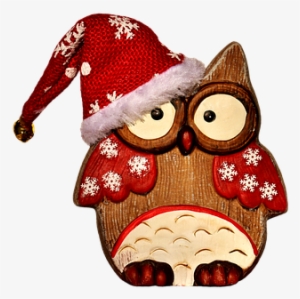 Owl, Figure, Wood, Christmas, Santa Hat - Christmas Day