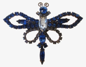 Vintage Blue Crystal Dragonfly Pin