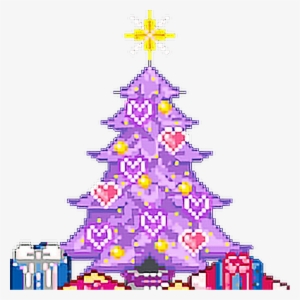 🎄 • Kawaii Cute Purple Cutesticker Pixels Pixel Art - Kawaii Christmas Tree Gif
