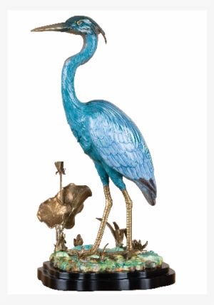 Porcelain Blue Heron With Bronze Ormolu By Oriental - Blue Heron Figurines