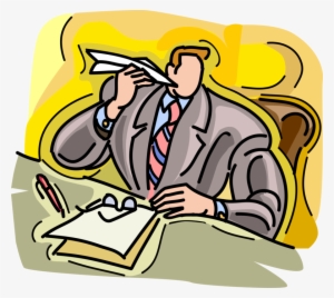 Vector Illustration Of Bored Businessman Makes Paper