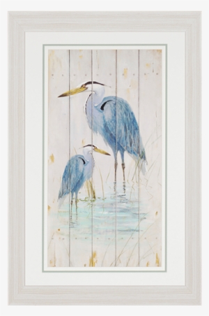 Blue Heron Duo - Framed Art Print: Fisk's Blue Heron Duo, 90x49cm. Framed
