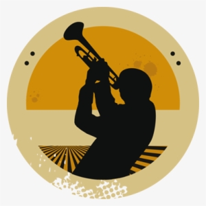 Trumpeter Silhouette Circular Decal - Silueta De Un Trompetista