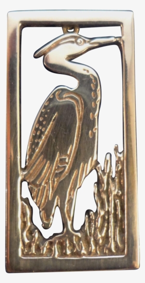 Norman Grant Sterling Silver Great Blue Heron Pin, - Ciconiiformes