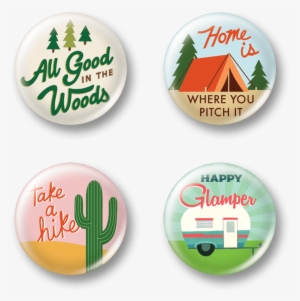 Happy Camper Button Pins - Label