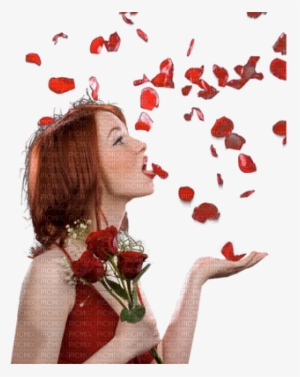 Woman Red Petals Femme Rouge - Illustration