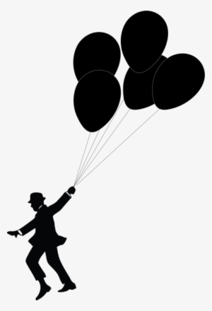 Man Holding Balloons Silhouette