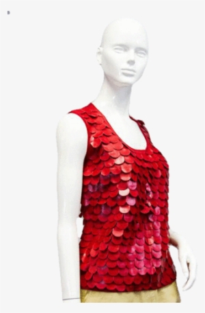 Red Petals Tank Top Vegan Leather Size Xl - Artificial Leather