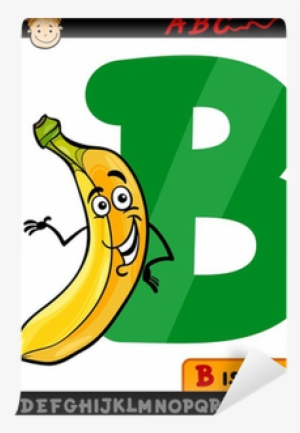 Letter B With Banana Cartoon Illustration Wall Mural - Illustration
