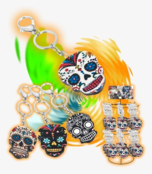 Candy Skull Key Chain - Day Of The Dead "dia De Los Muertos" Sugar Skull Necklace